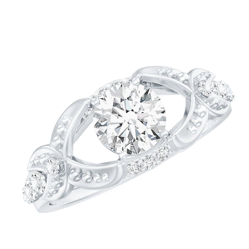 Certified 0.9 Carat Lab Grown Diamond Vintage Inspired Engagement Ring