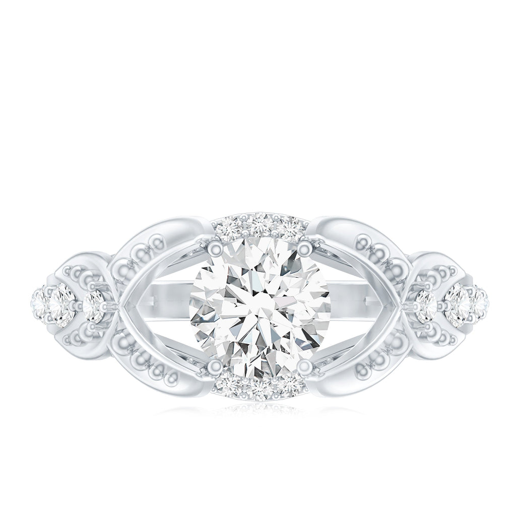 Certified 0.9 Carat Lab Grown Diamond Vintage Inspired Engagement Ring