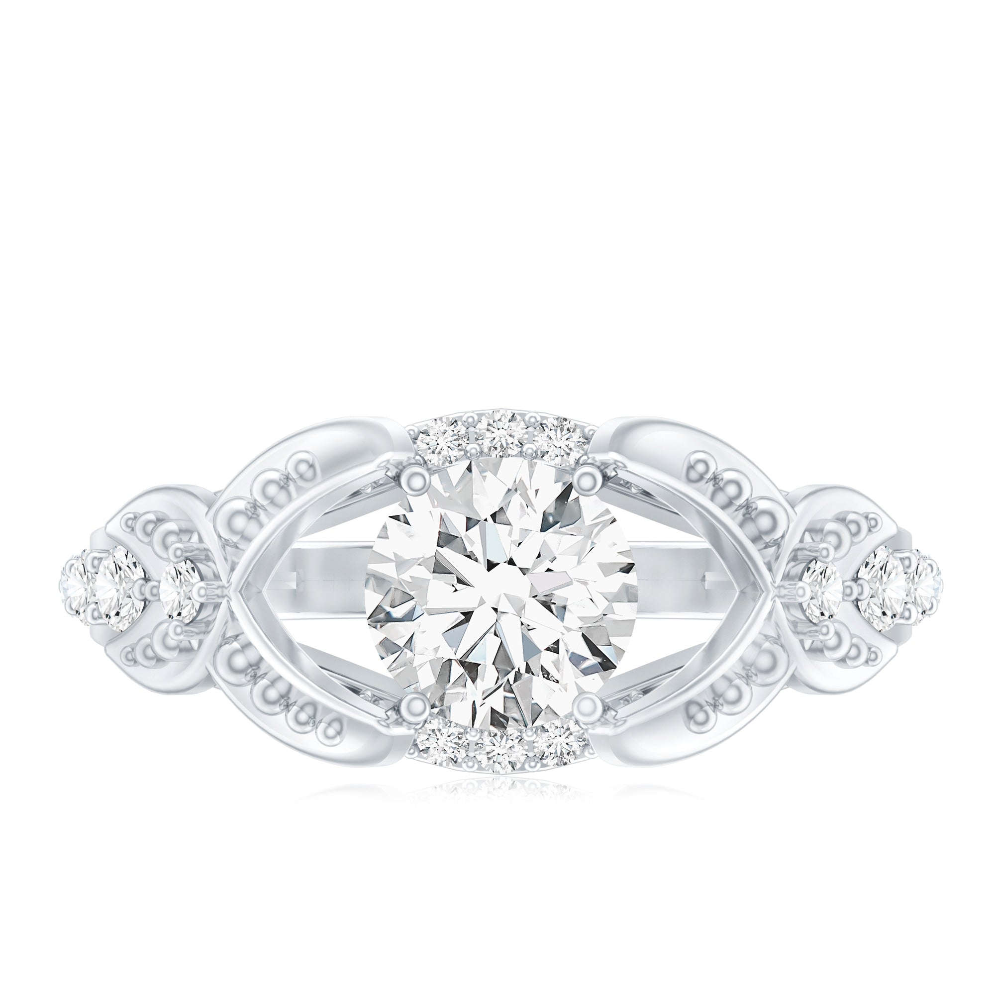 Certified 0.9 Carat Lab Grown Diamond Vintage Inspired Engagement Ring