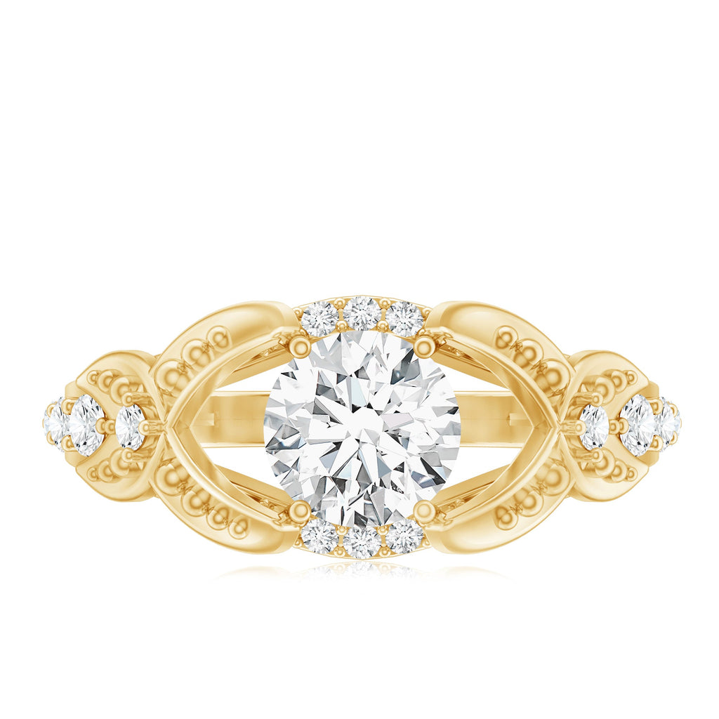Certified 0.9 Carat Lab Grown Diamond Vintage Inspired Engagement Ring