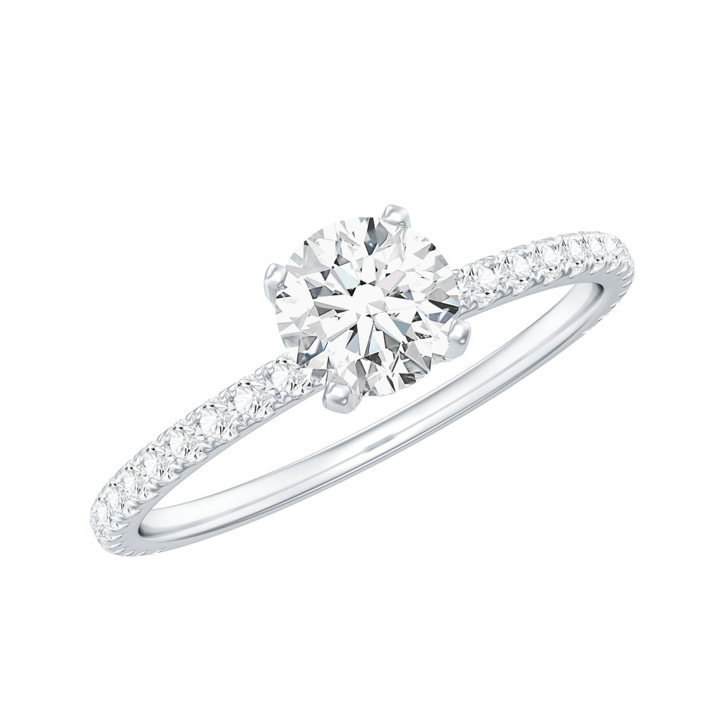 Lab Grown Diamond 0.4 Carat Solitaire Engagement Ring with Side Stones