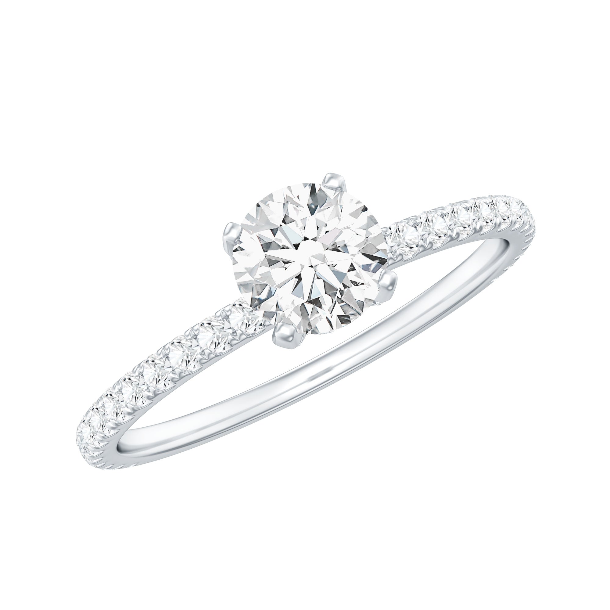 Lab Grown Diamond 0.4 Carat Solitaire Engagement Ring with Side Stones