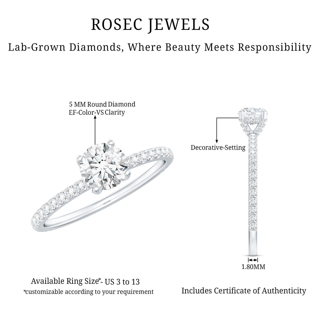 Lab Grown Diamond 0.4 Carat Solitaire Engagement Ring with Side Stones