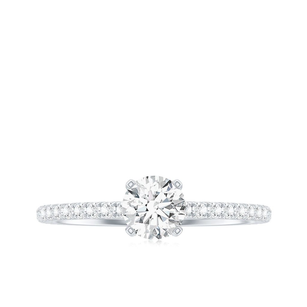 Lab Grown Diamond 0.4 Carat Solitaire Engagement Ring with Side Stones