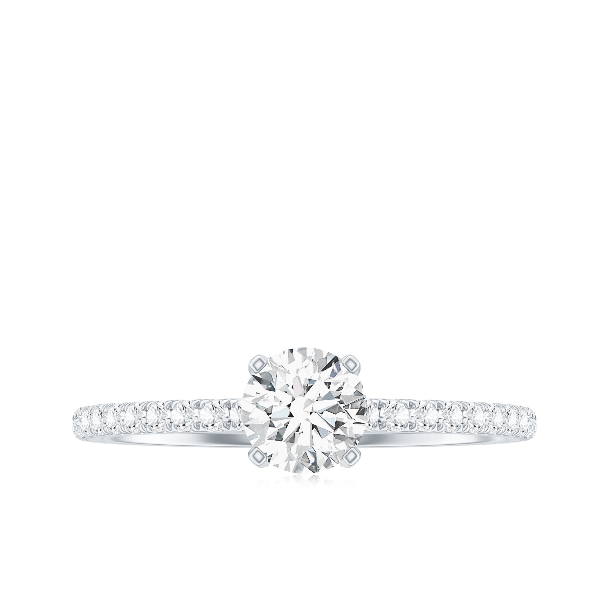 Lab Grown Diamond 0.4 Carat Solitaire Engagement Ring with Side Stones