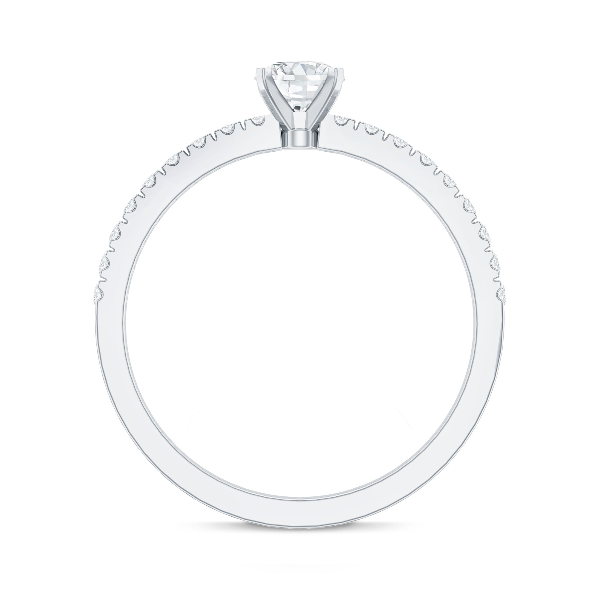 0.4 Carat Lab Grown Diamond Simple Engagement Ring with Side Stones