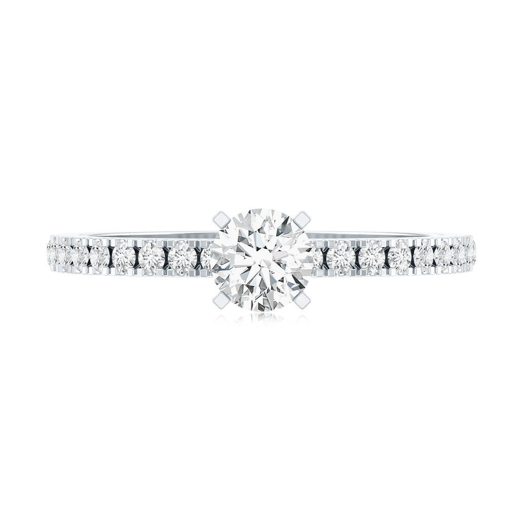 0.4 Carat Lab Grown Diamond Simple Engagement Ring with Side Stones
