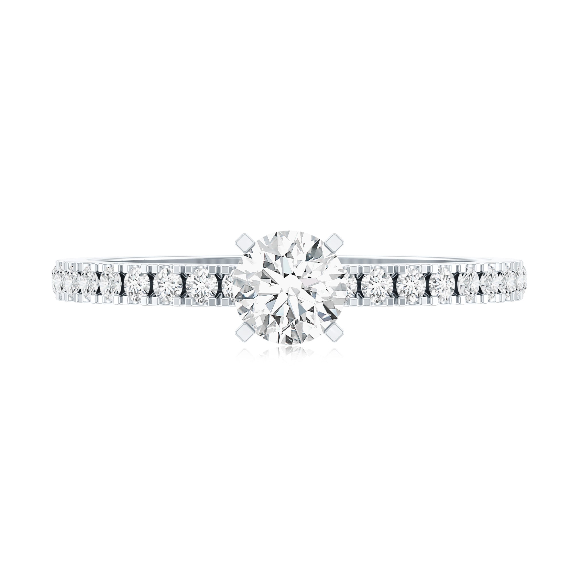 0.4 Carat Lab Grown Diamond Simple Engagement Ring with Side Stones