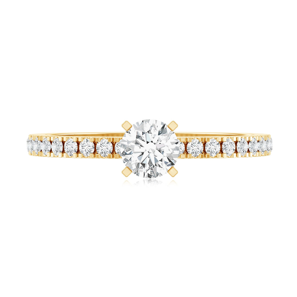0.4 Carat Lab Grown Diamond Simple Engagement Ring with Side Stones