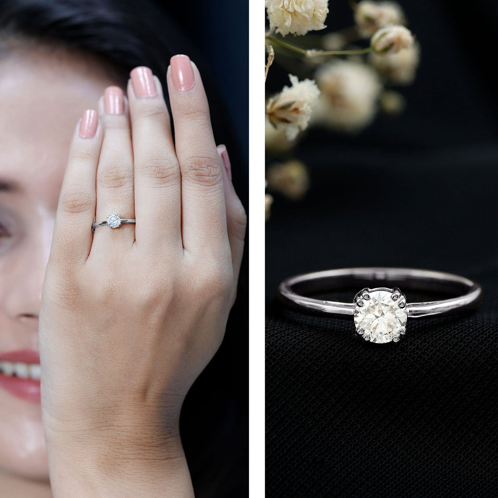 Certified 0.4 Carat Lab Grown Diamond Solitaire Promise Ring For Her