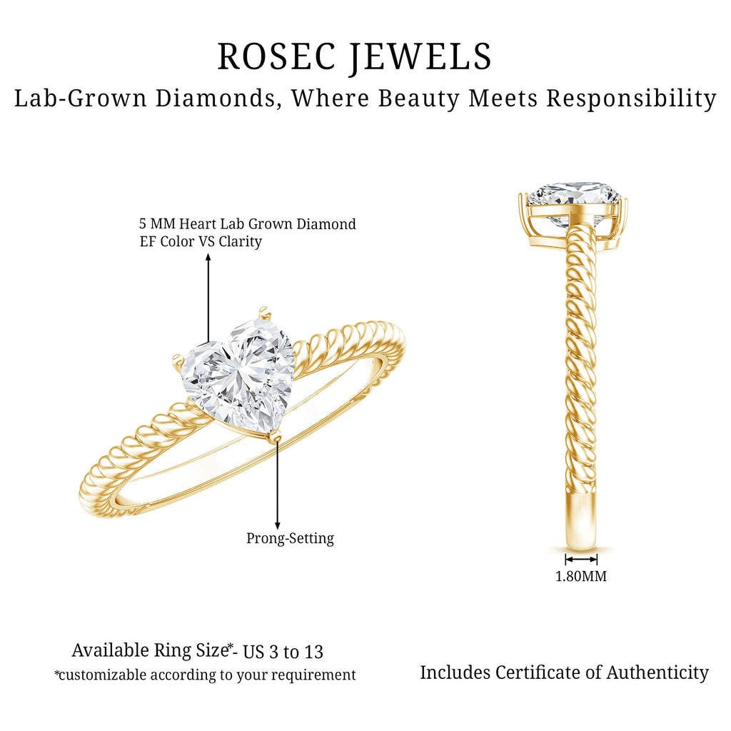 Certified 0.5 Carat Heart Lab Grown Diamond Solitaire Promise Ring