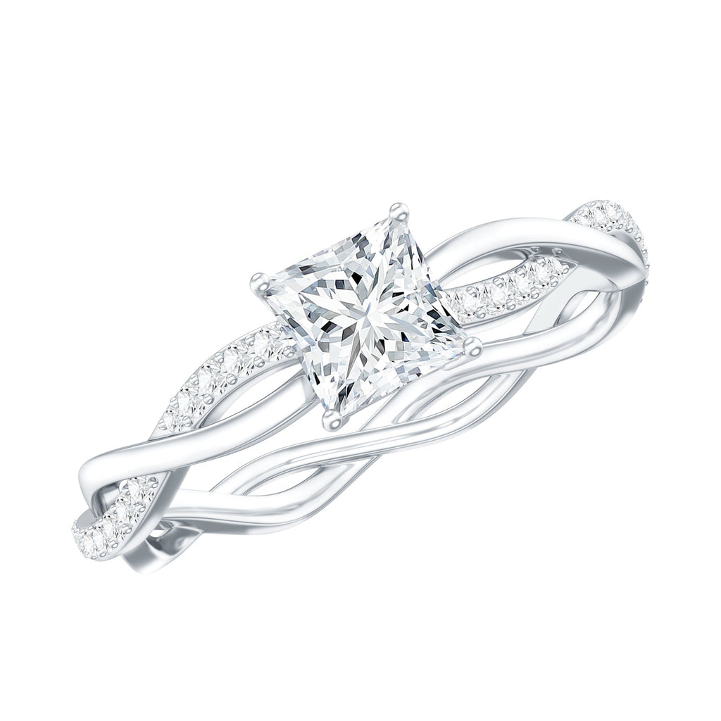 Certified 0.8 Carat Lab Grown Diamond Princess Cut Engagement Ring with Braided Band