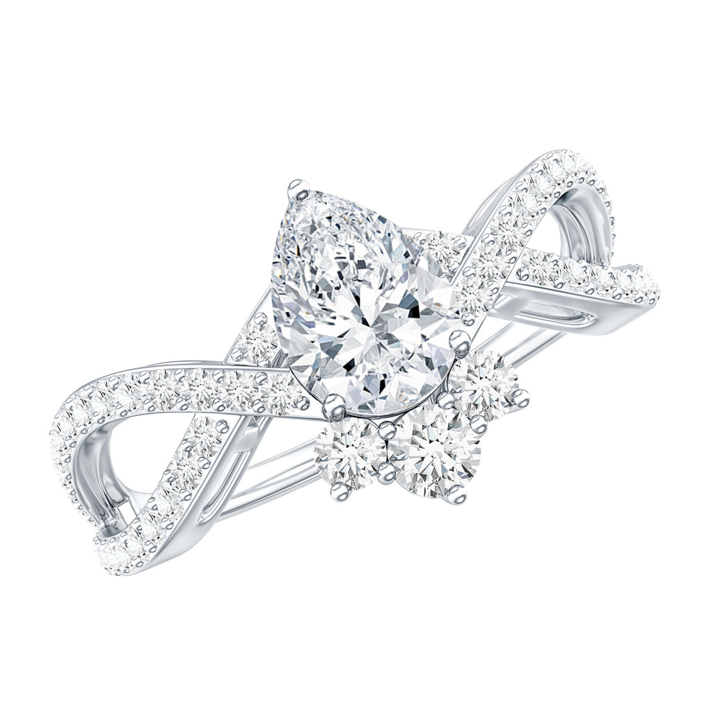 Lab Grown Diamond Teardrop Designer Engagement Ring