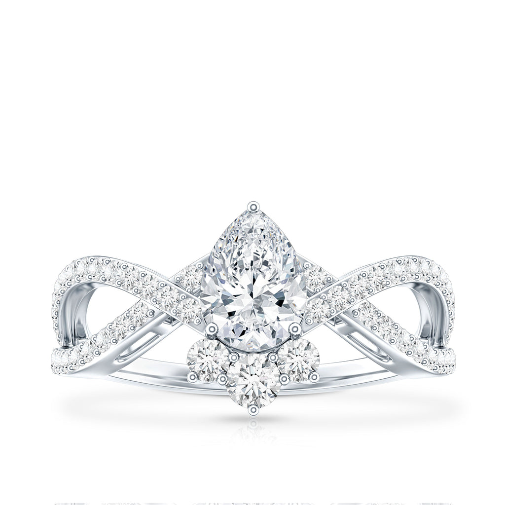 Lab Grown Diamond Teardrop Designer Engagement Ring