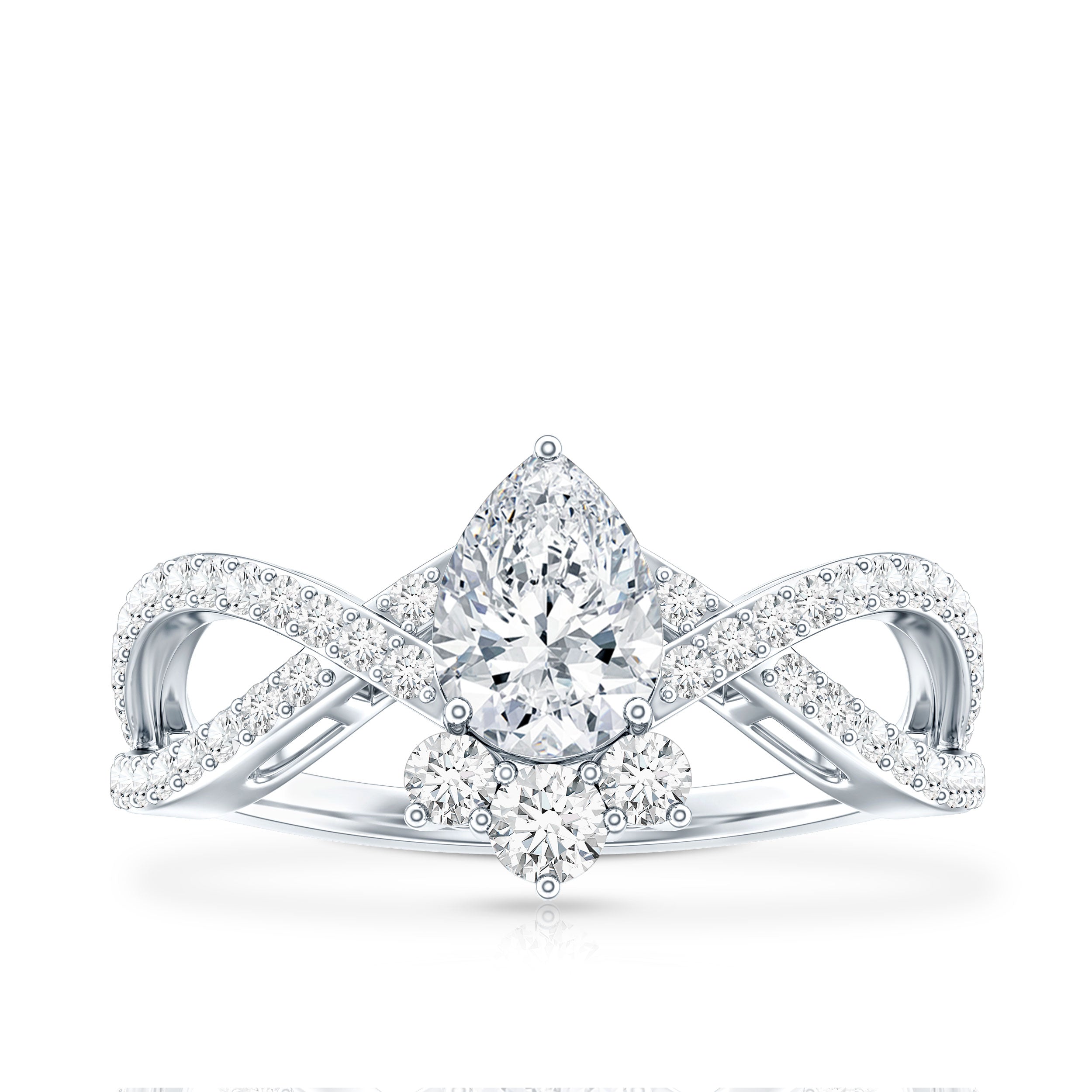 Lab Grown Diamond Teardrop Designer Engagement Ring
