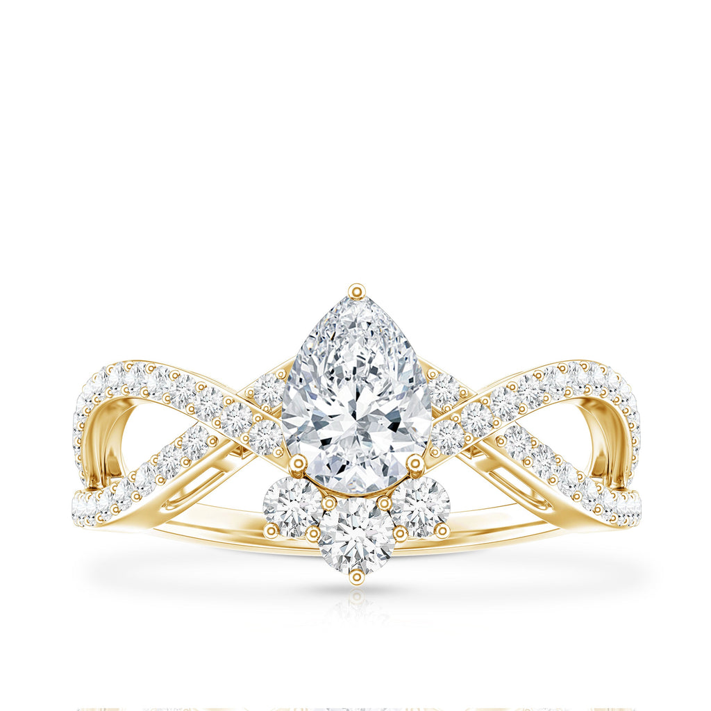 Lab Grown Diamond Teardrop Designer Engagement Ring