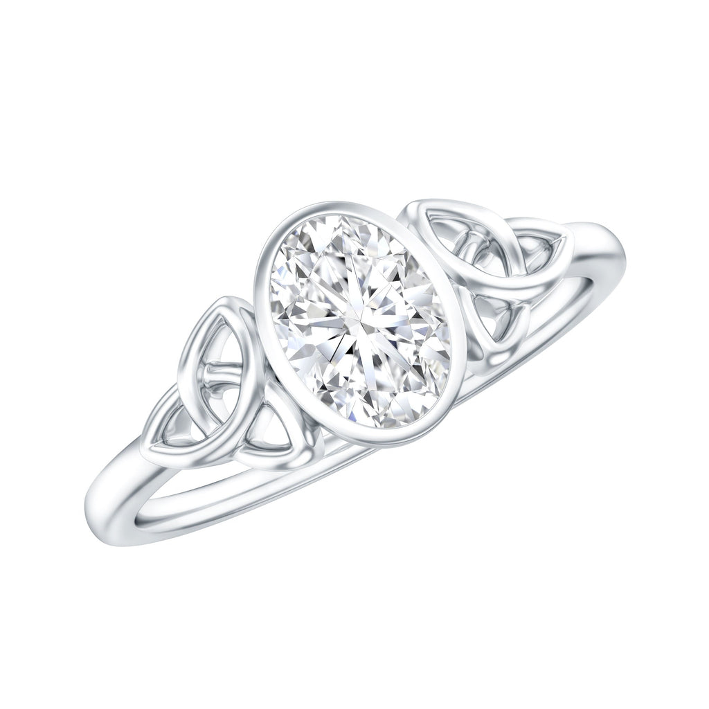 0.7 Carat Oval Lab Grown Diamond Celtic Knot Engagement Ring