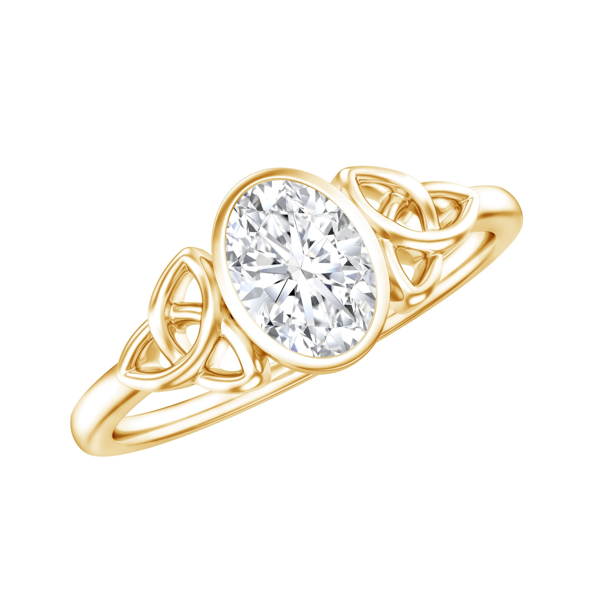 0.7 Carat Oval Lab Grown Diamond Celtic Knot Engagement Ring