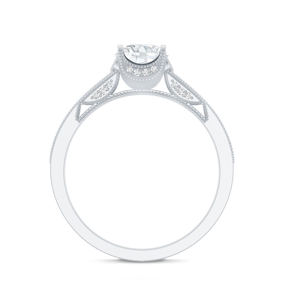 0.9 Carat Certified Lab Grown Diamond Round Engagement Ring With Side Stones