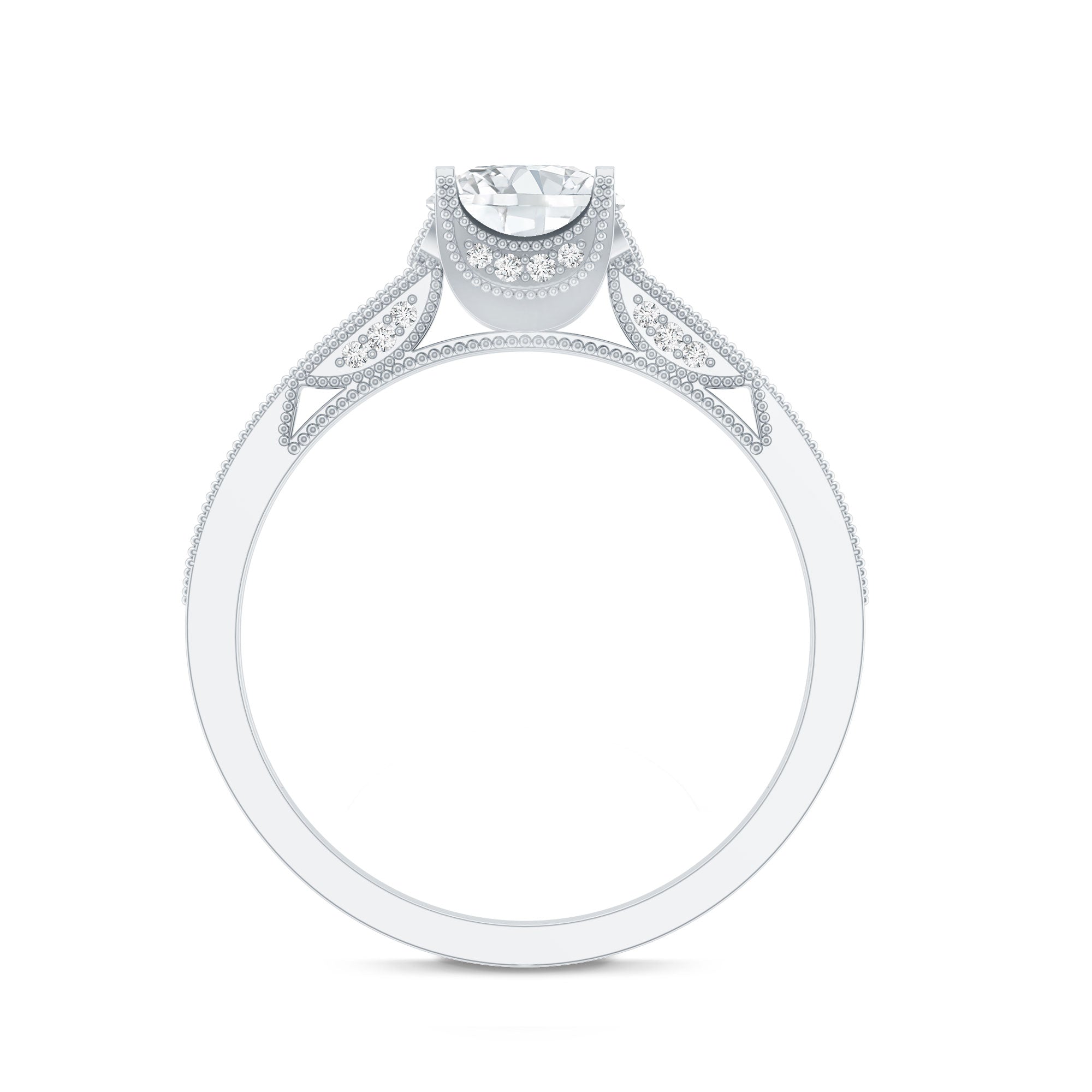 0.9 Carat Certified Lab Grown Diamond Round Engagement Ring With Side Stones