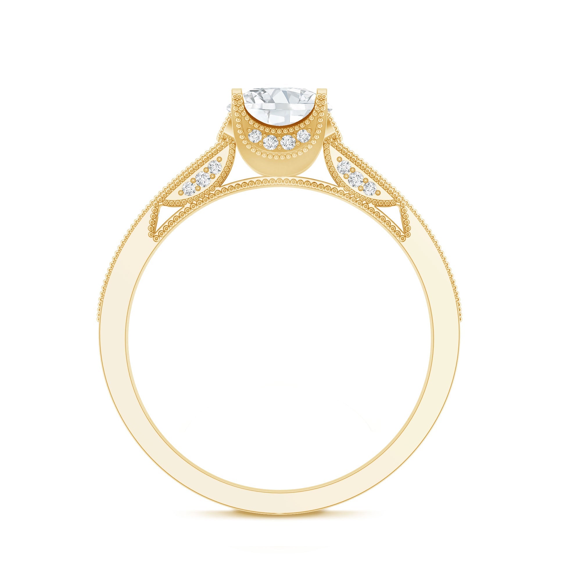 0.9 Carat Certified Lab Grown Diamond Round Engagement Ring With Side Stones