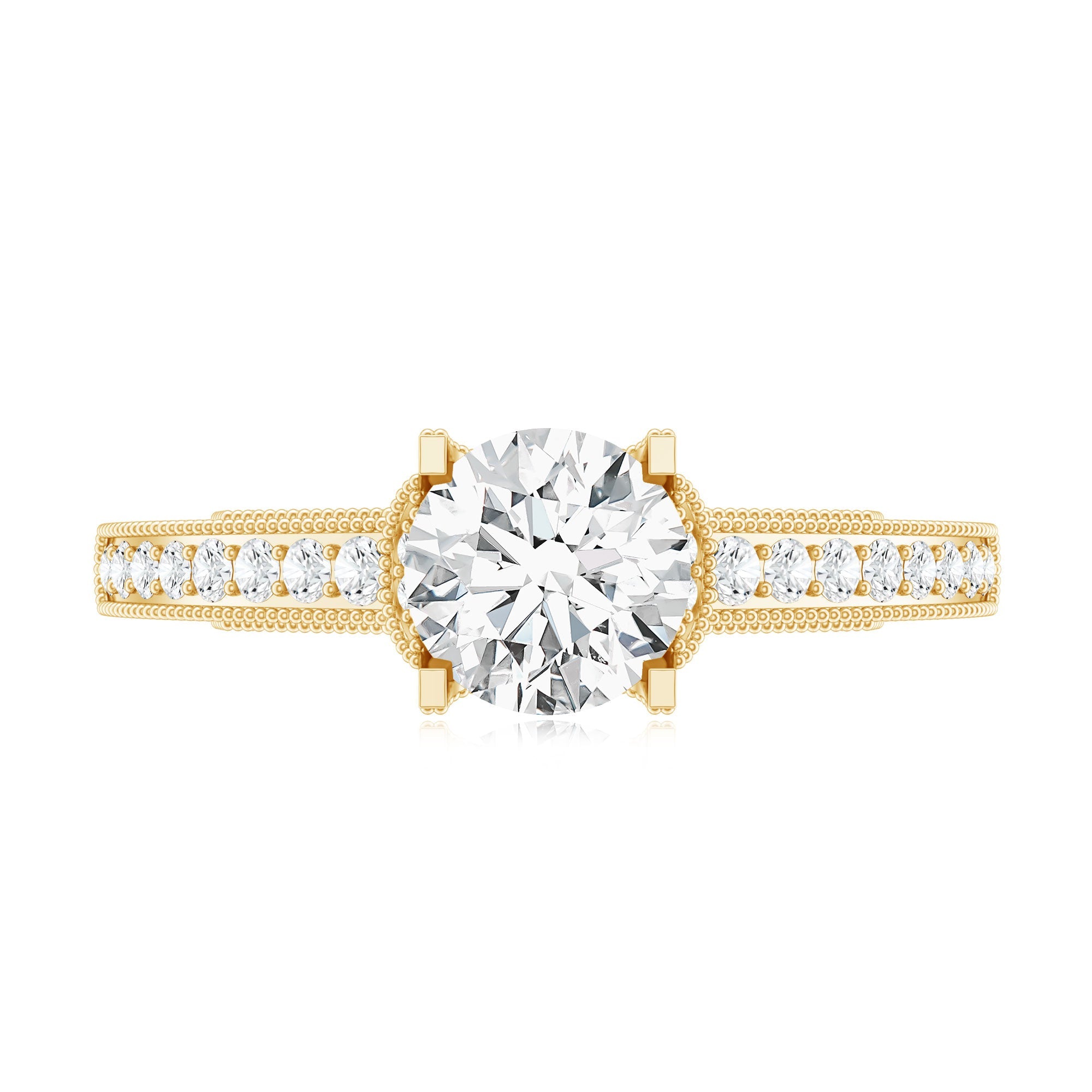 0.9 Carat Certified Lab Grown Diamond Round Engagement Ring With Side Stones