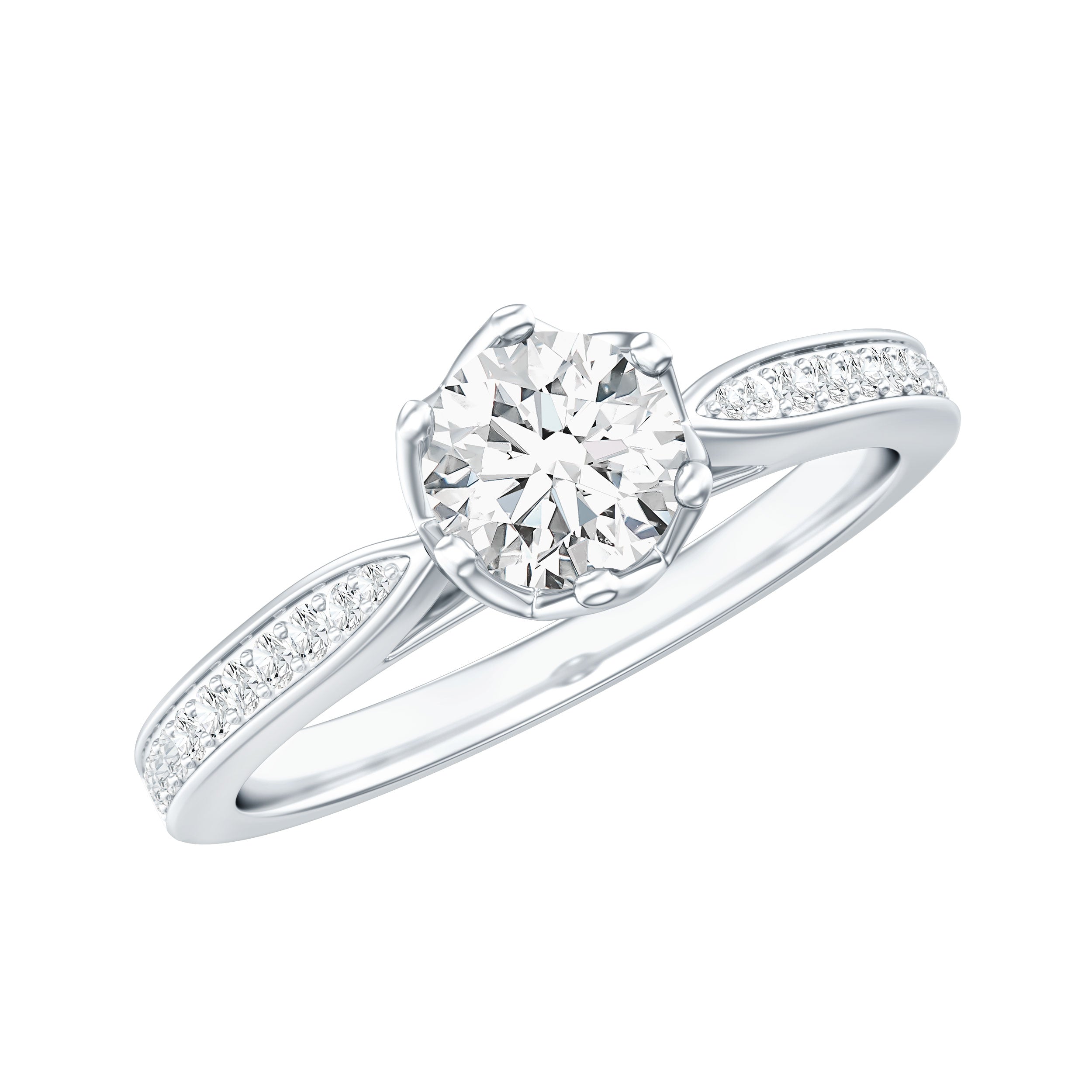 Lab Grown Diamond Solitaire Engagement Ring with Side Stones