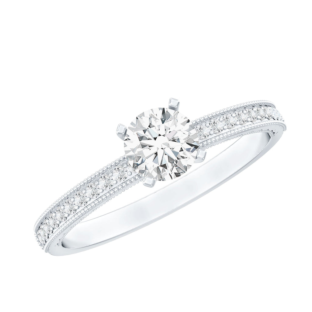0.4 Carat Lab Grown Diamond Engagement Ring With Side Stones