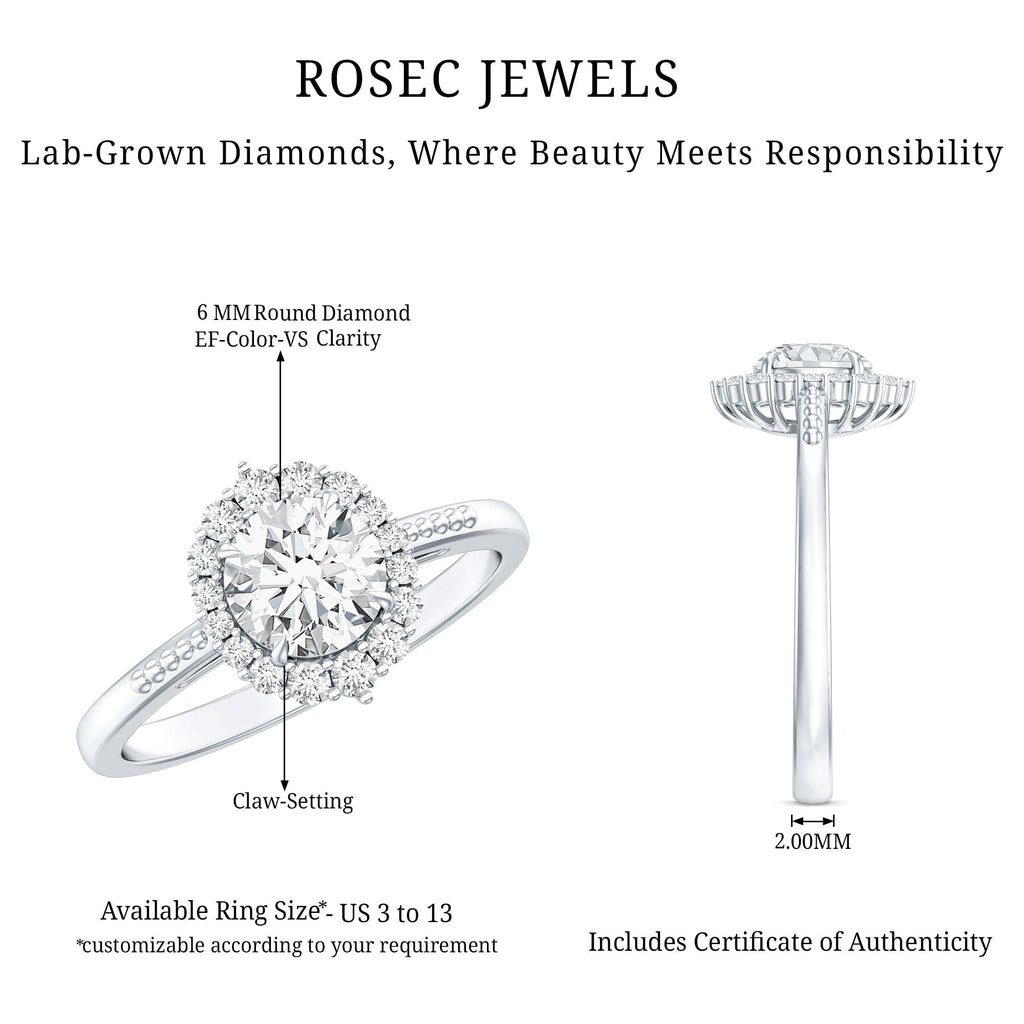 Classic Lab Grown Diamond Halo Engagement Ring