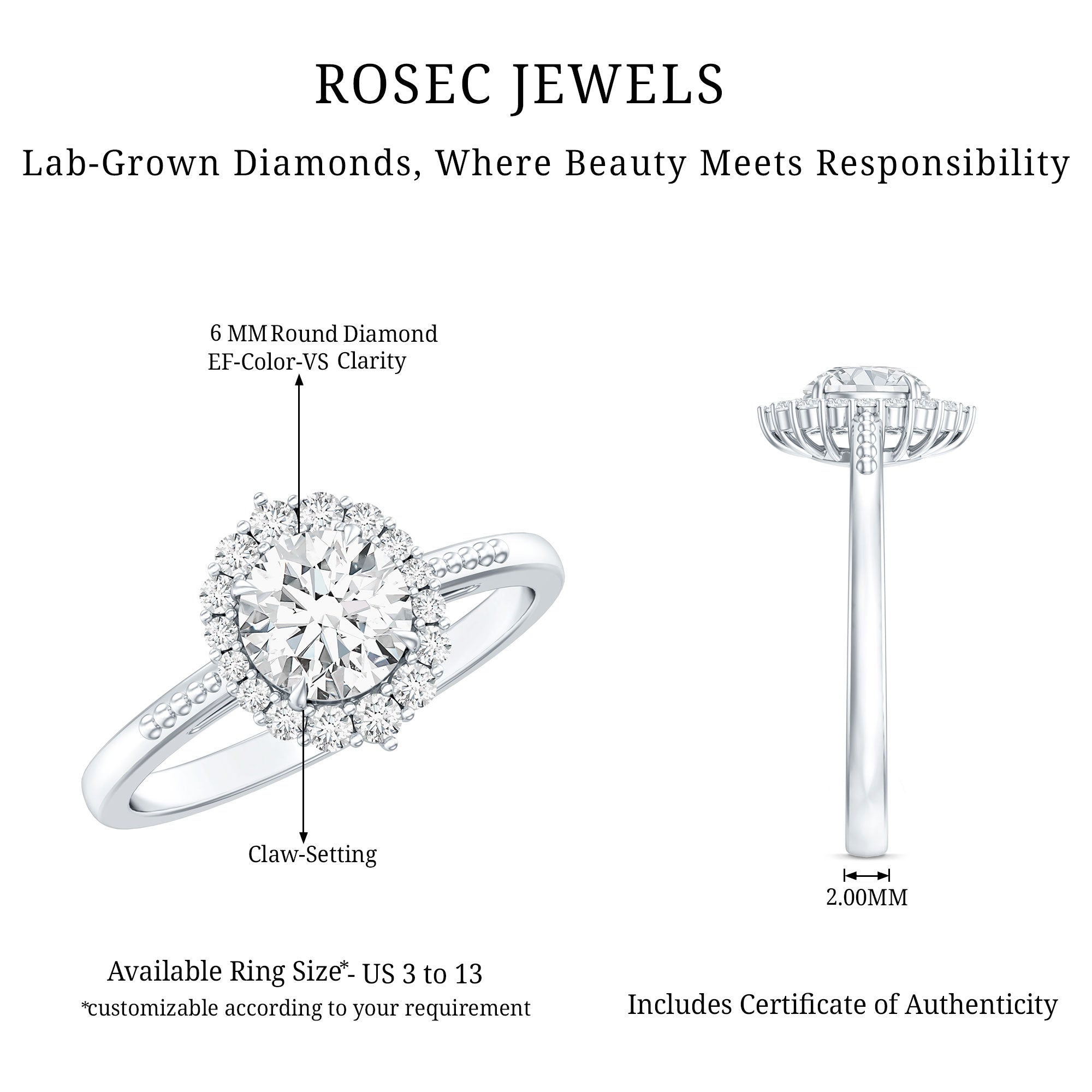 Classic Lab Grown Diamond Halo Engagement Ring