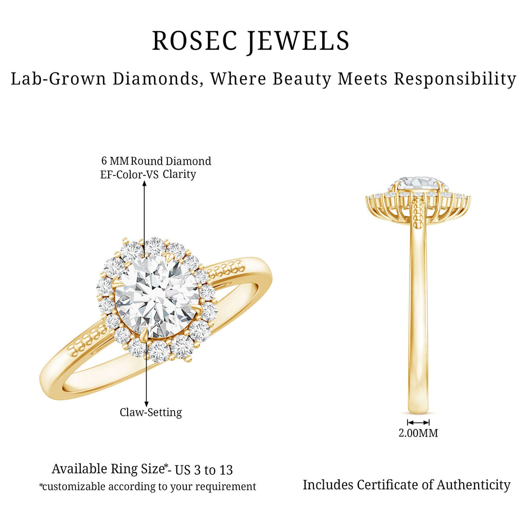 Classic Lab Grown Diamond Halo Engagement Ring