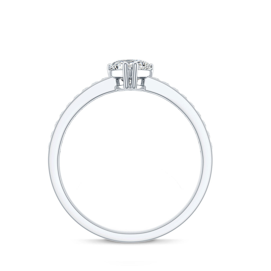 Lab Grown Diamond 0.5 Carat Heart Engagement Ring With Side Stones