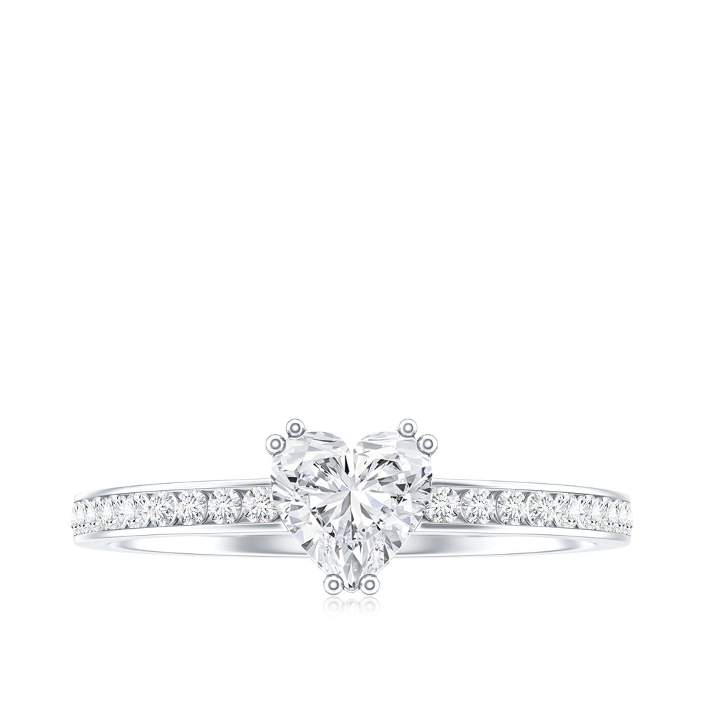 Lab Grown Diamond 0.5 Carat Heart Engagement Ring With Side Stones