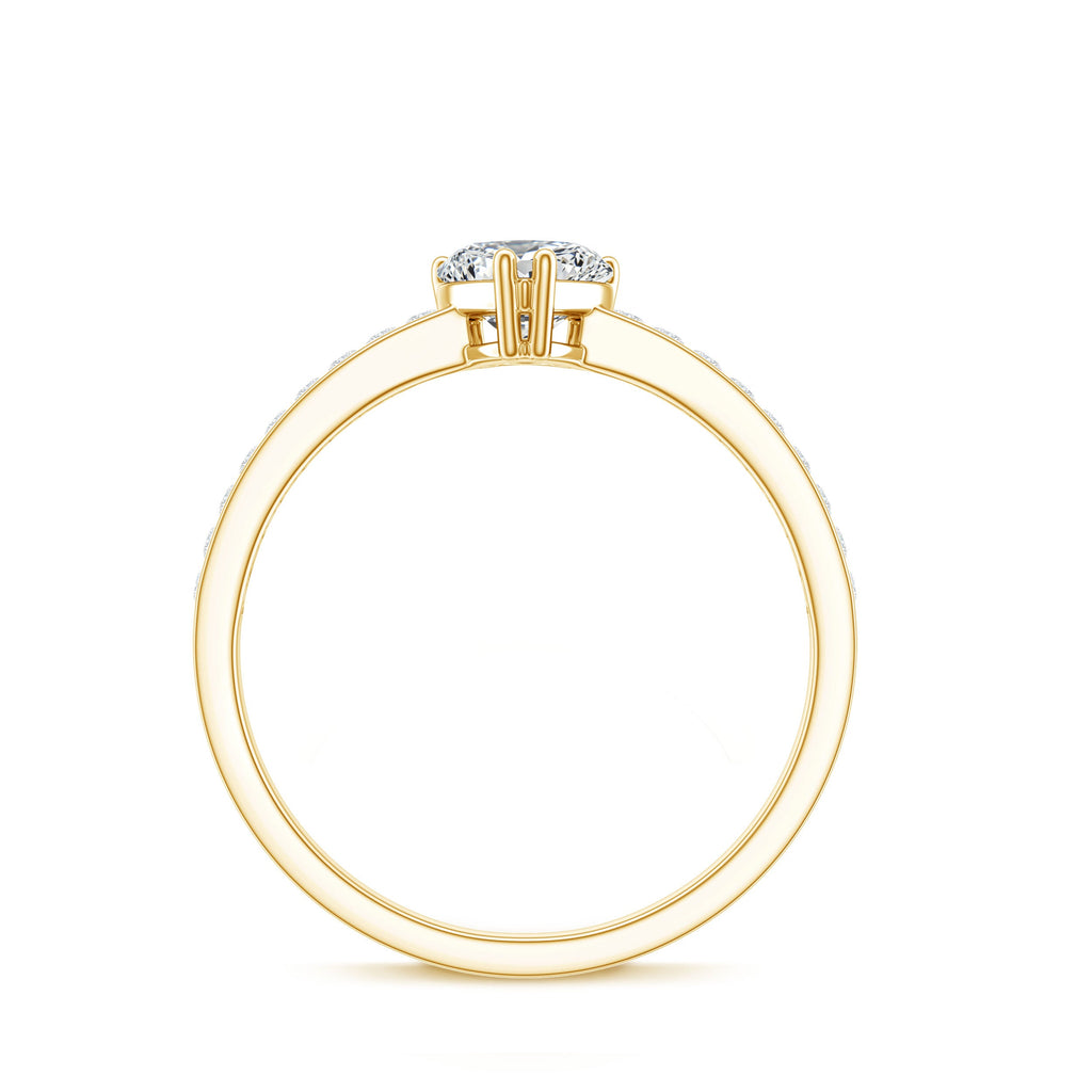 Lab Grown Diamond 0.5 Carat Heart Engagement Ring With Side Stones