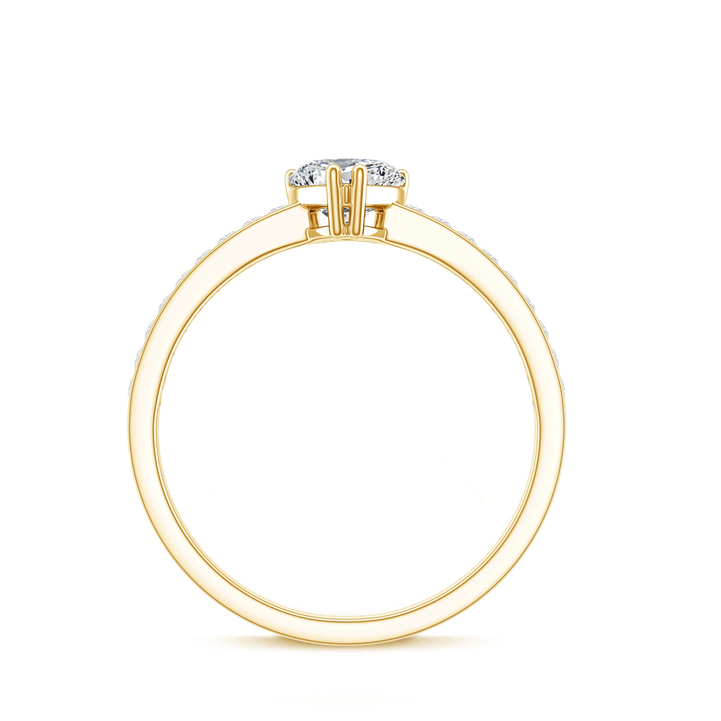 Lab Grown Diamond 0.5 Carat Heart Engagement Ring With Side Stones