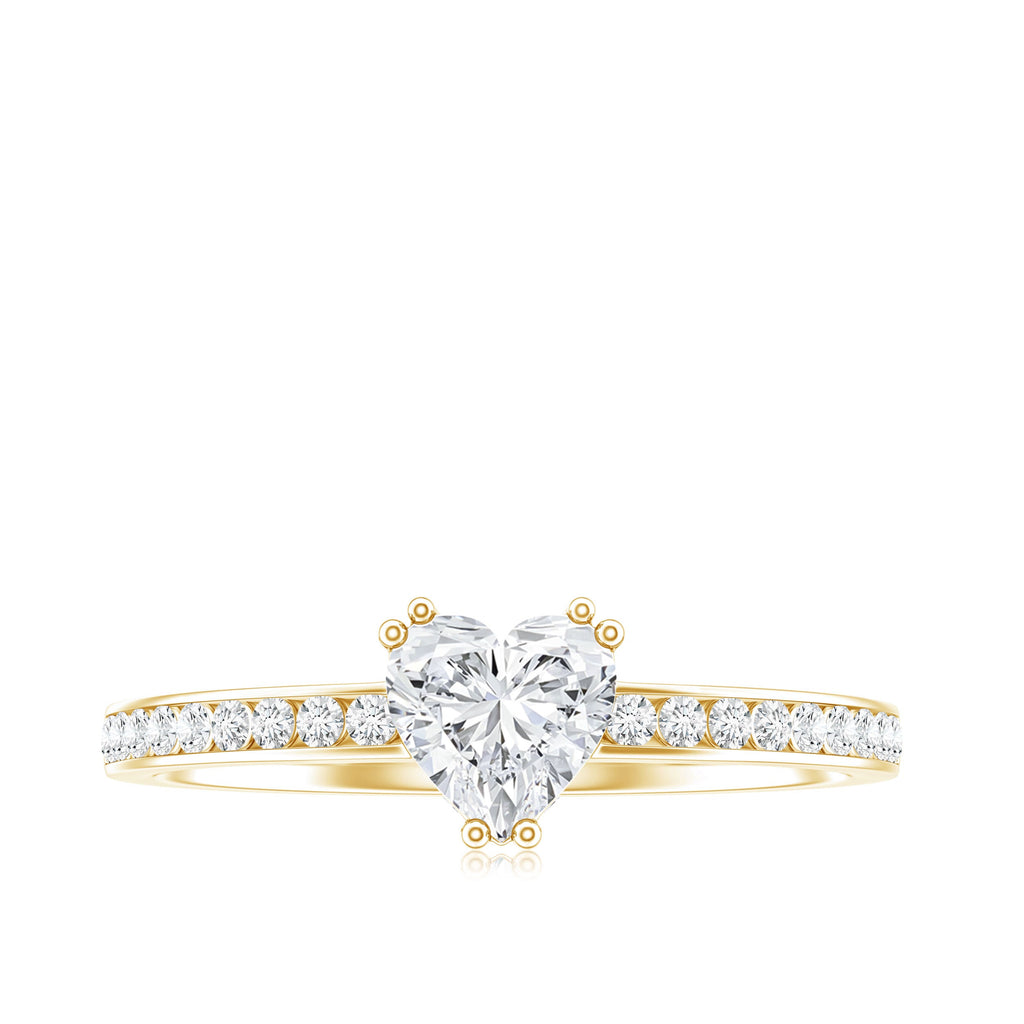 Lab Grown Diamond 0.5 Carat Heart Engagement Ring With Side Stones
