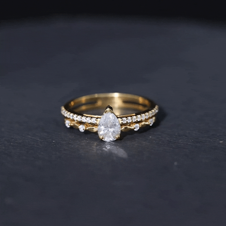 Certified 0.6 Carat Lab Grown Diamond Teardrop Double Band Engagement Ring