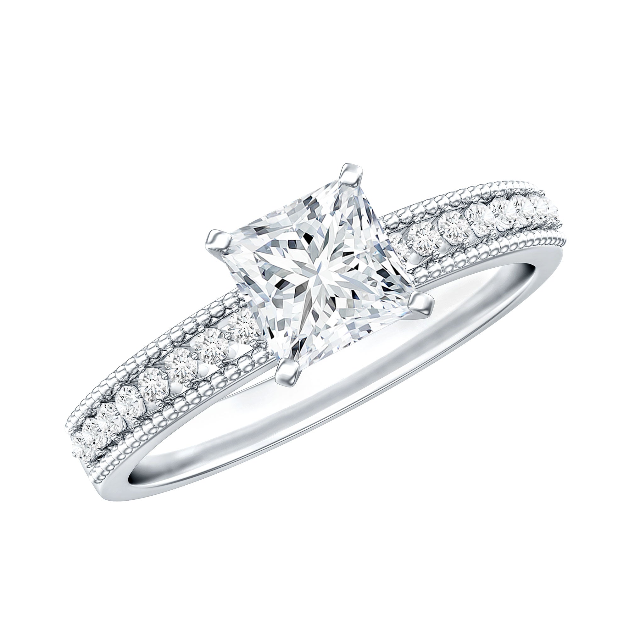 Certified 0.8 Carat Lab Grown Diamond Princess Cut Engagement Ring For Women