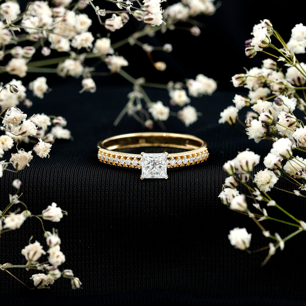 Certified 0.8 Carat Lab Grown Diamond Princess Cut Engagement Ring For Women