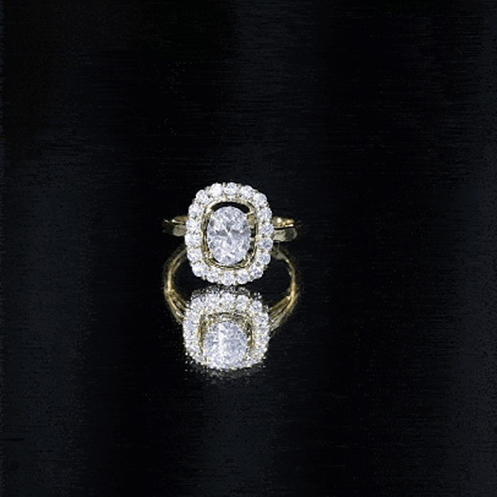 Certified 1.2 Carat Oval Lab Grown Diamond Halo Engagement Ring