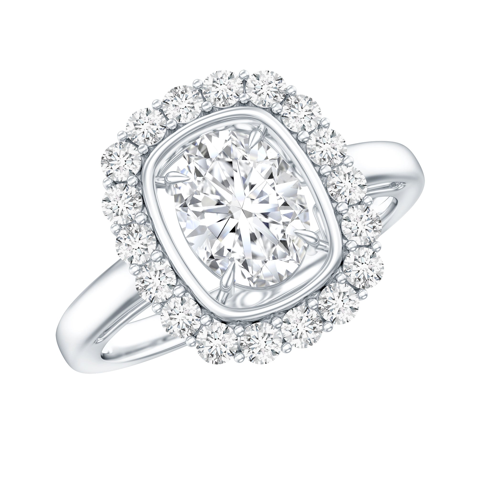 Certified 1.2 Carat Oval Lab Grown Diamond Halo Engagement Ring