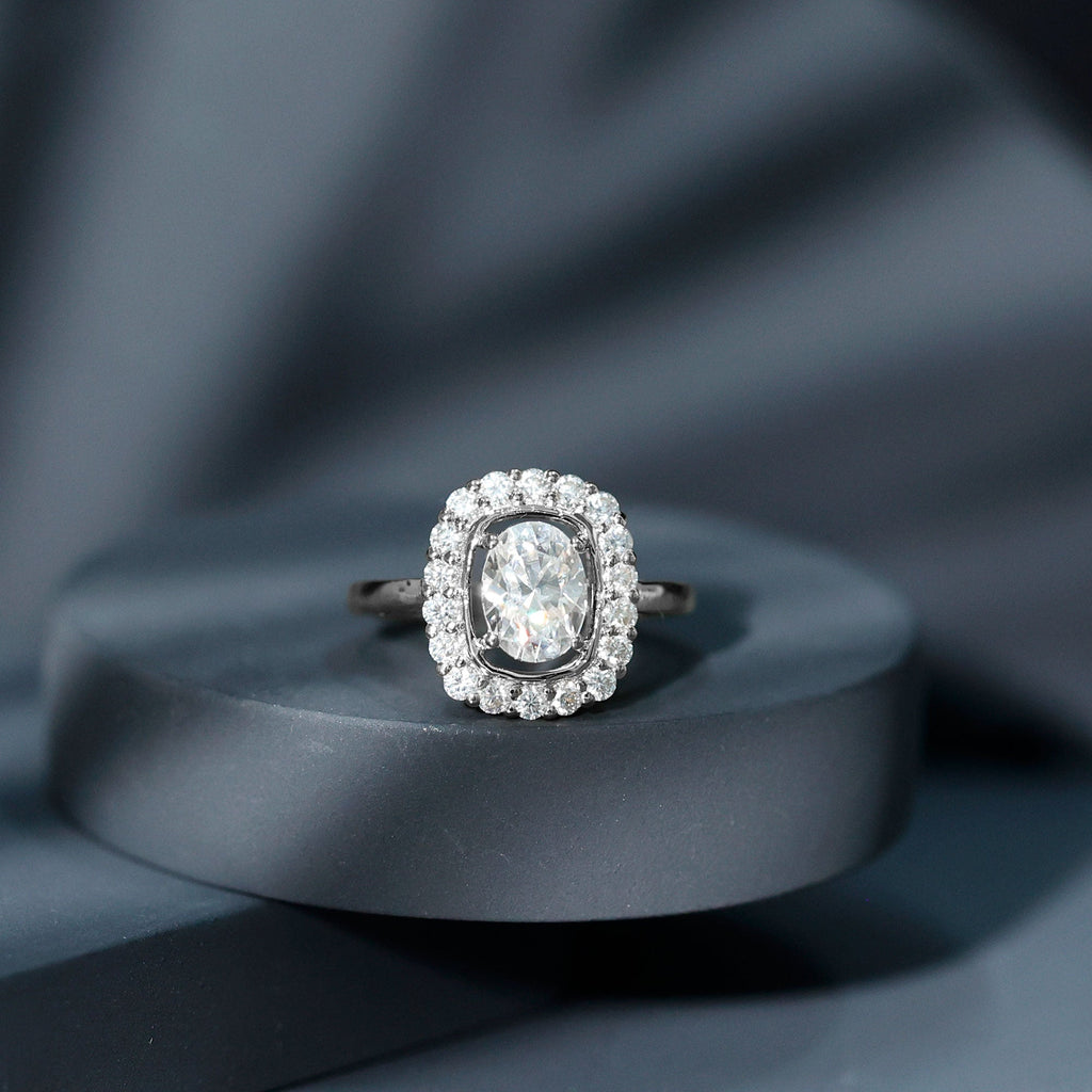 Certified 1.2 Carat Oval Lab Grown Diamond Halo Engagement Ring
