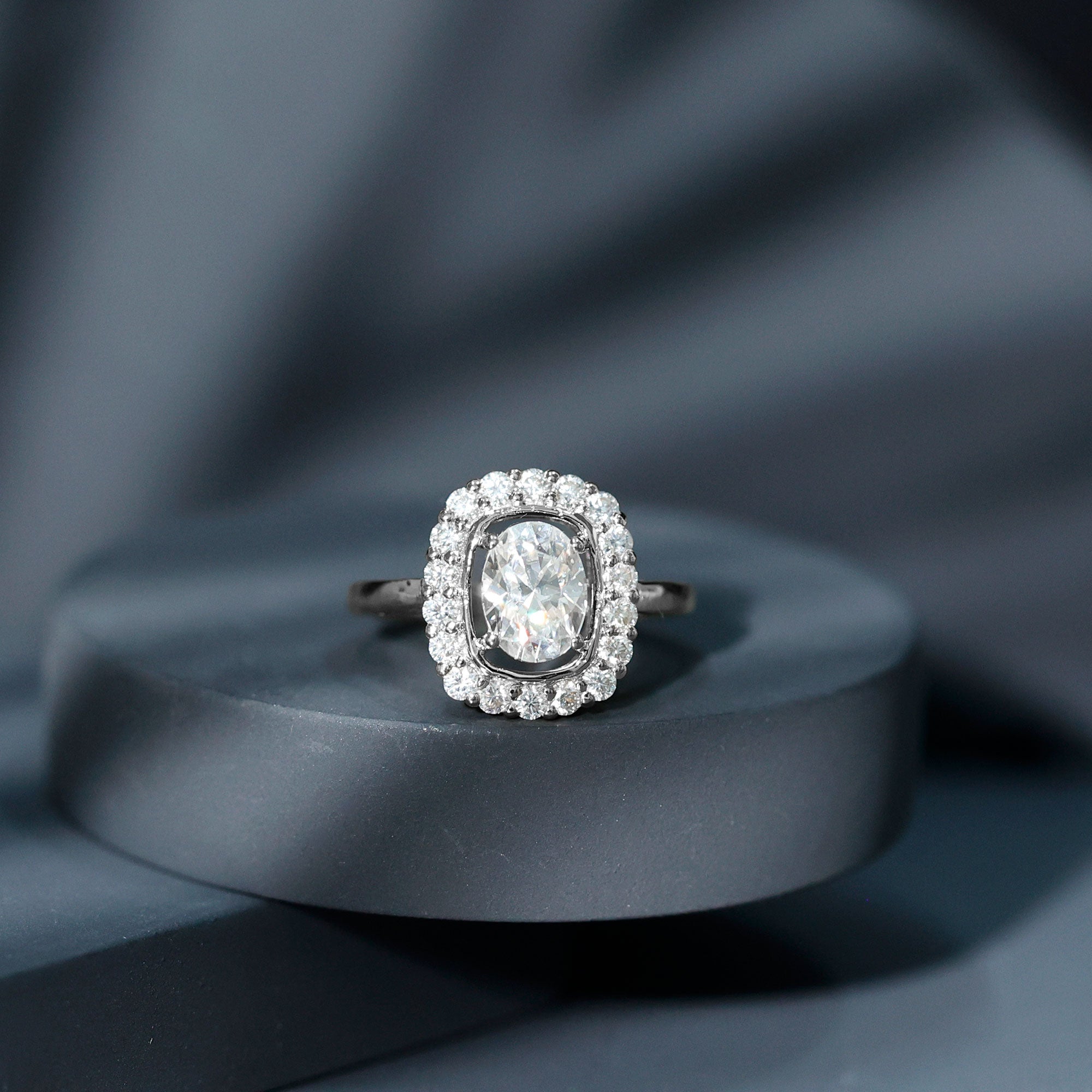 Certified 1.2 Carat Oval Lab Grown Diamond Halo Engagement Ring
