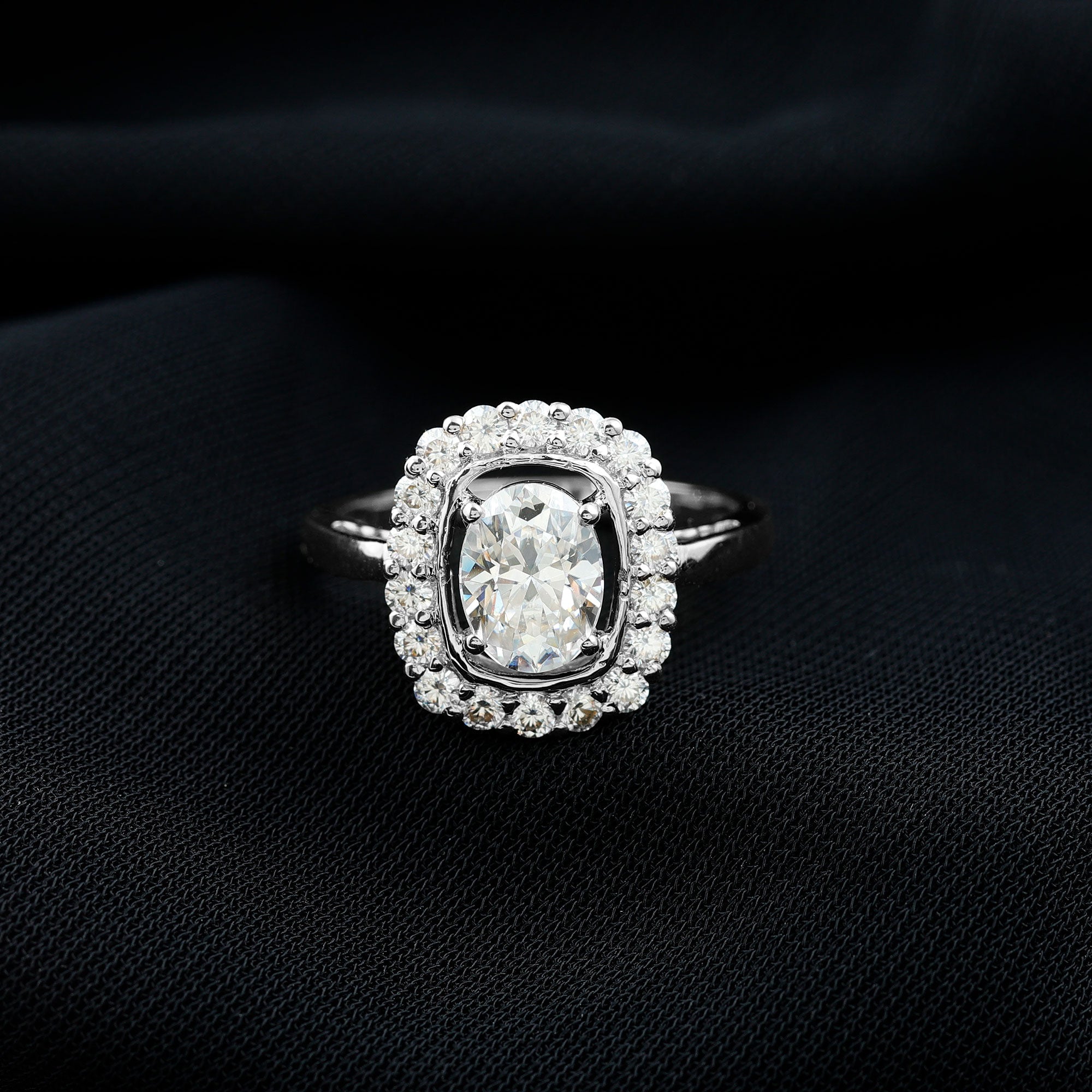 Certified 1.2 Carat Oval Lab Grown Diamond Halo Engagement Ring