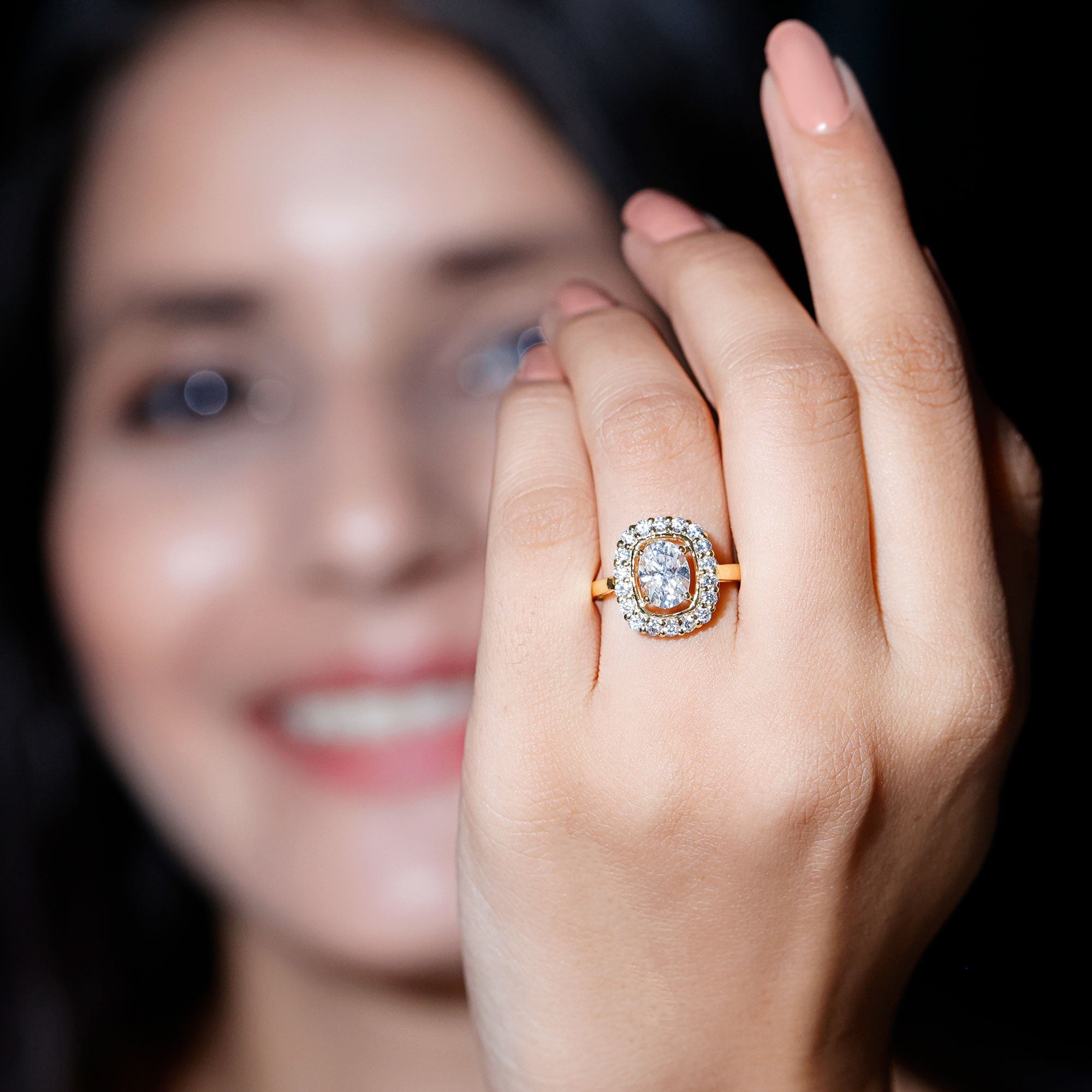Certified 1.2 Carat Oval Lab Grown Diamond Halo Engagement Ring