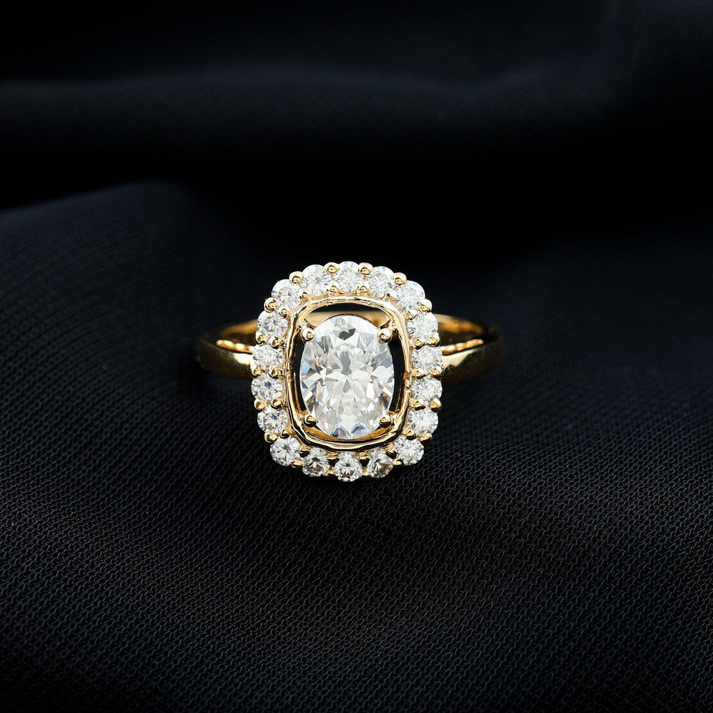 Certified 1.2 Carat Oval Lab Grown Diamond Halo Engagement Ring