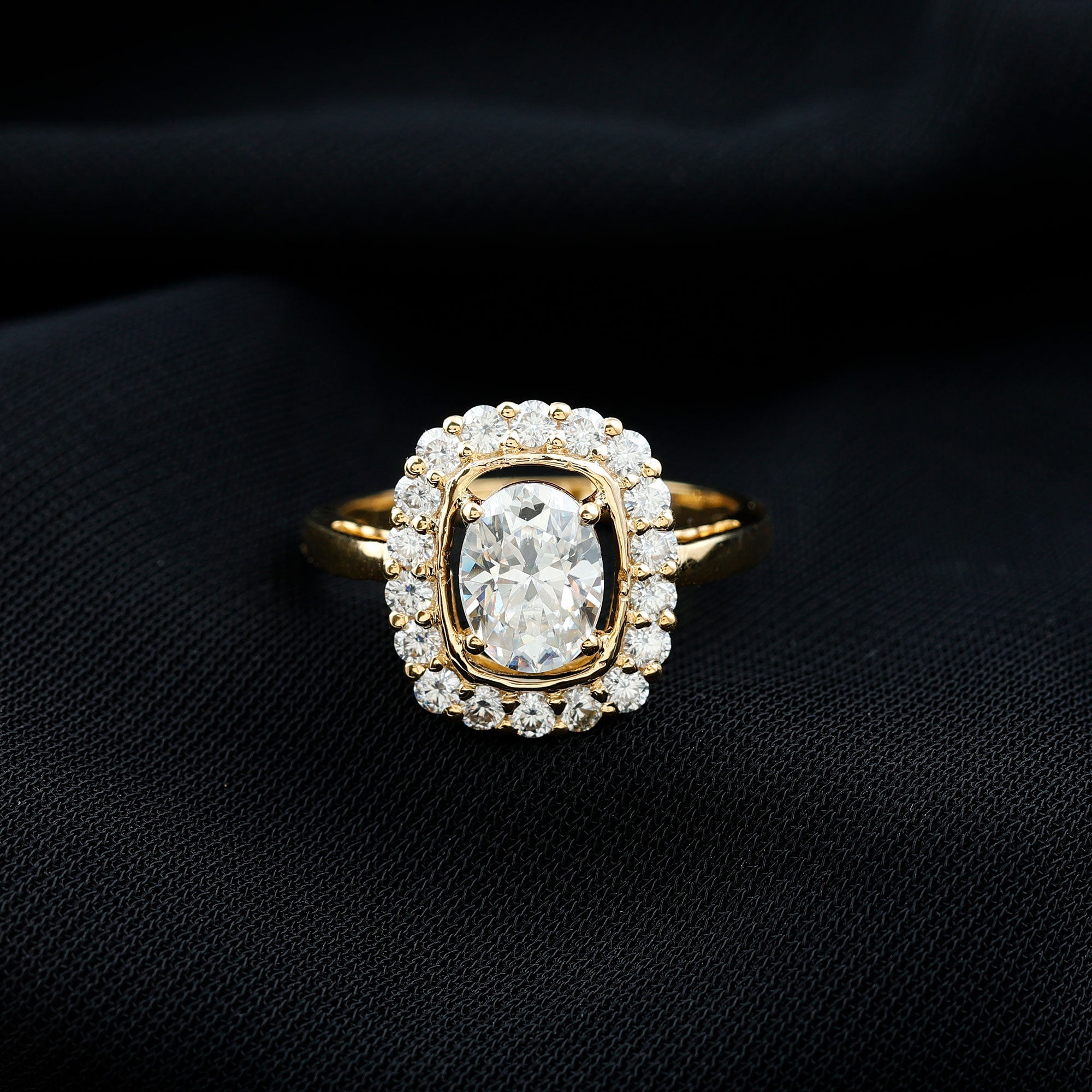 Certified 1.2 Carat Oval Lab Grown Diamond Halo Engagement Ring