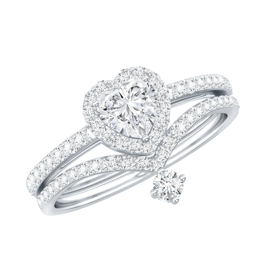Certified 0.5 Carat Lab Grown Diamond Heart Bridal Ring Set