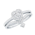 Certified 0.5 Carat Lab Grown Diamond Heart Bridal Ring Set