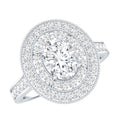 Certified 1.2 Carat Oval Lab Grown Diamond Double Halo Engagement Ring